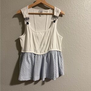 Maeve White and Blue Striped Blouse